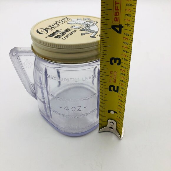 Vtg Osterizer Mini-Blend & Store Plastic Containers Set Of 4 Half Pint Metal Lid - Picture 7 of 9